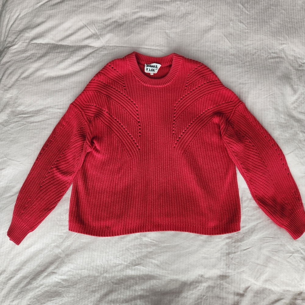 Bimba y Lola 100% Cotton Sweater, Red, Size M